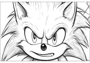 Sonic von vorne gesehen (Ausmalbild)
