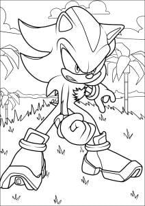 Shadow der Igel in einem tropischen Wald. (Ausmalbild von Sonic)