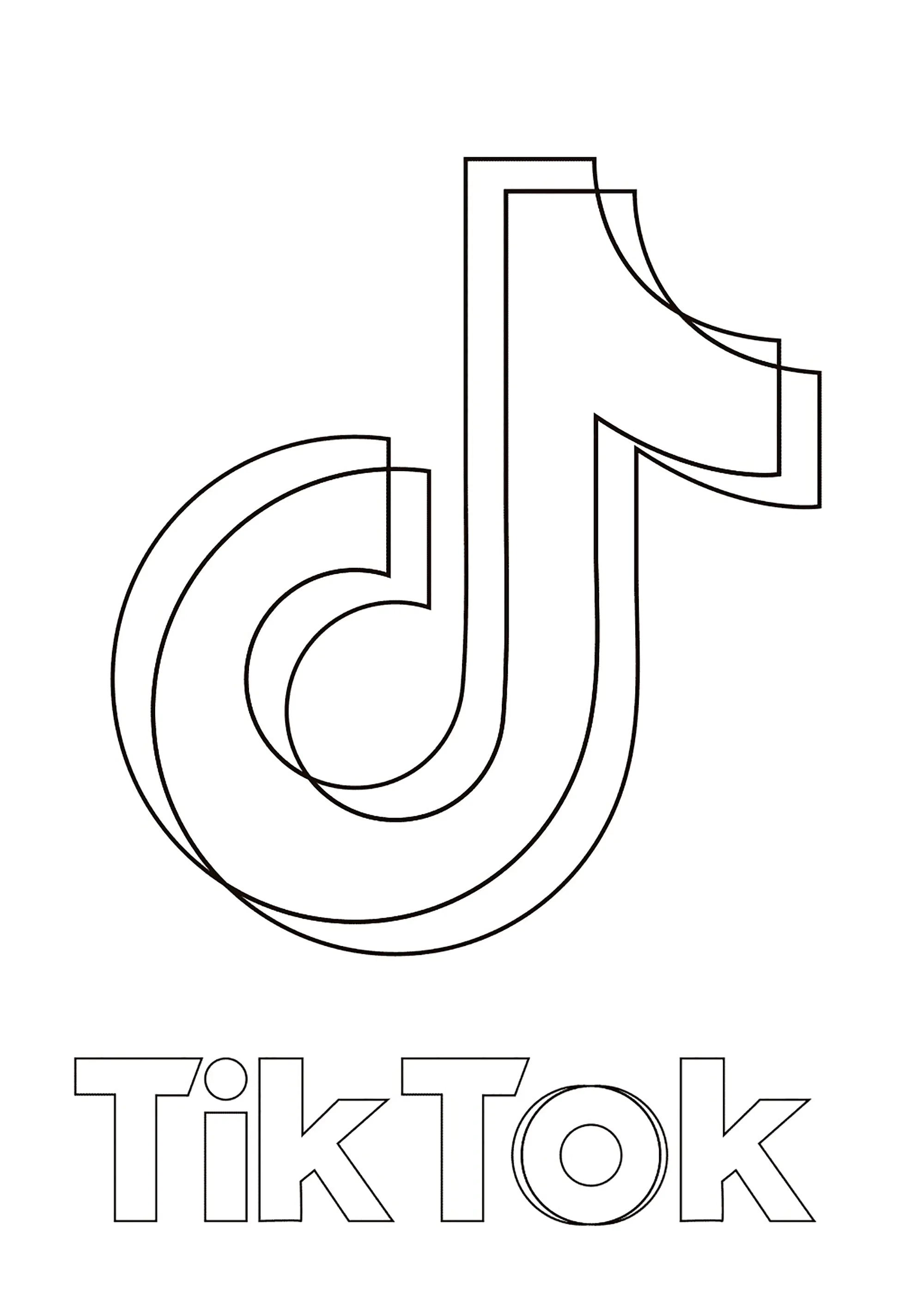 Logo von Tik Tok (Ausmalbild von Soziale Medien zum Ausdrucken und Ausmalen für Kinder)
