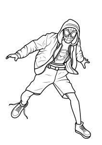Miles Morales ist bereit für Action. (Ausmalbild von Spider-Man: A New Universe)