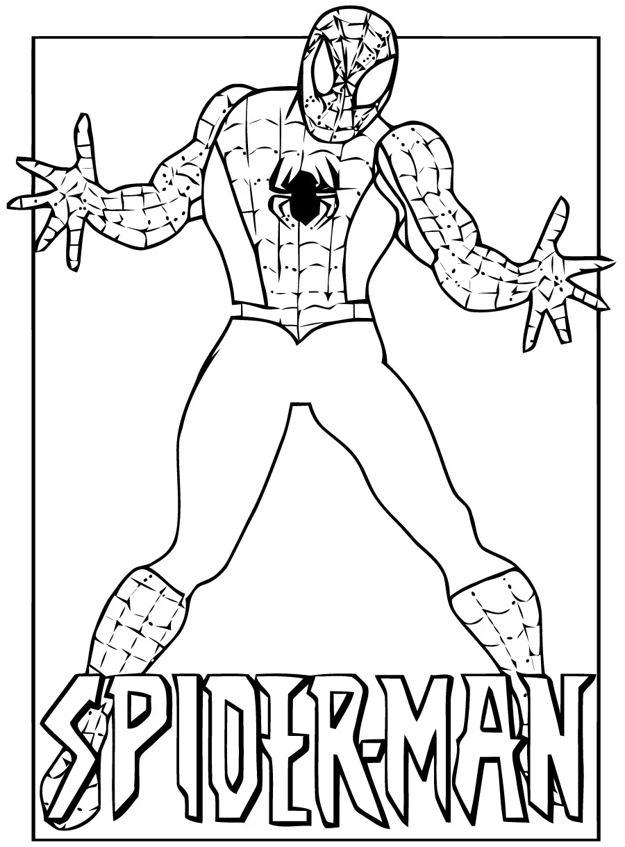 Spiderman-Ausmalbild kostenlos herunterladen. (Ausmalbild von Spider-Man zum Ausdrucken und Ausmalen für Kinder)