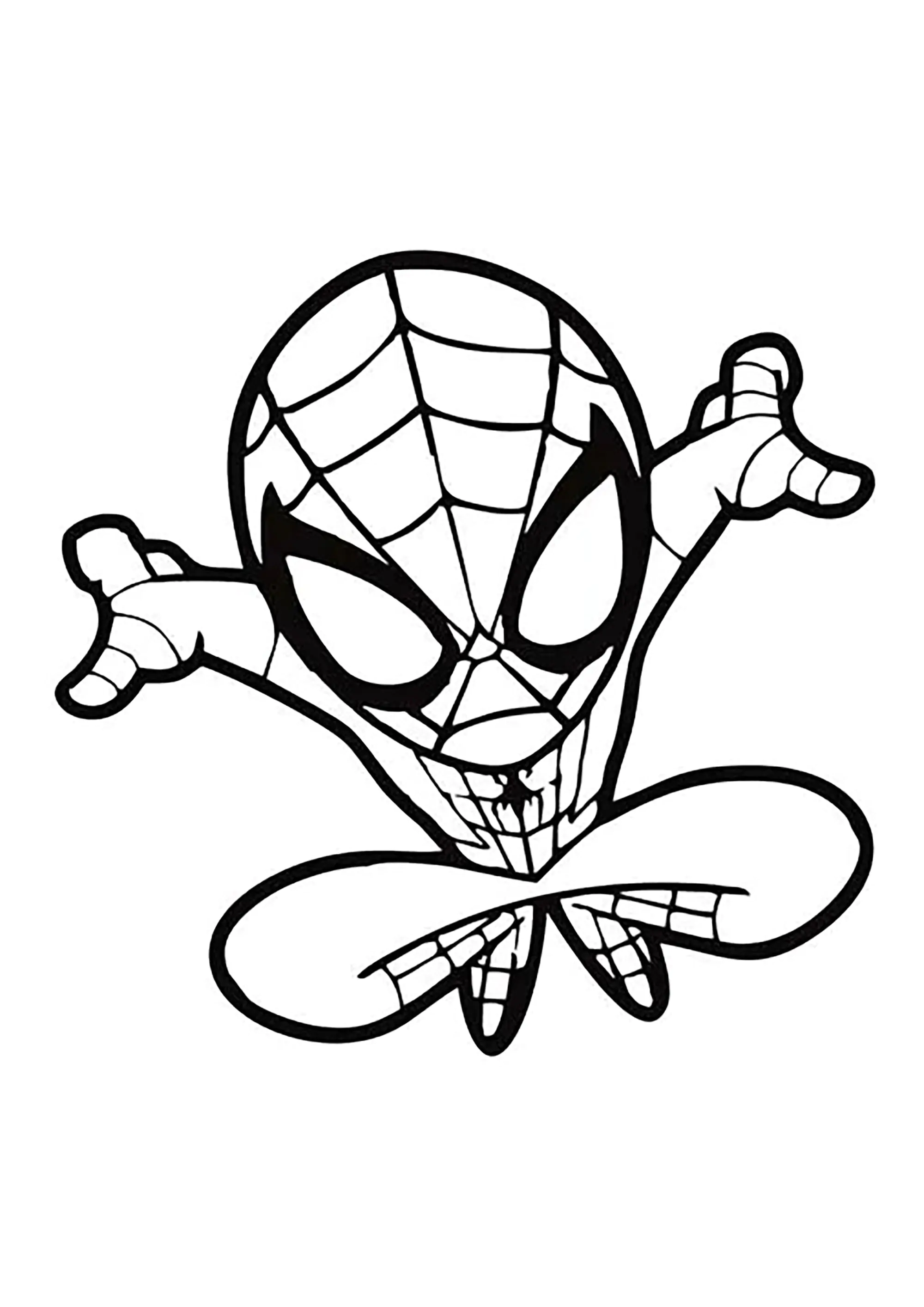 Spider-Mans Sprung (Chibi) (Ausmalbild zum Ausdrucken und Ausmalen für Kinder)