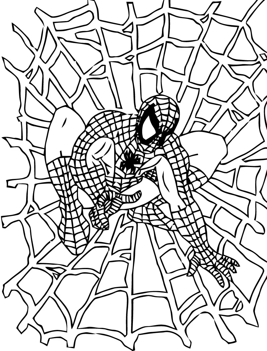 Spiderman-Ausmalbild kostenlos herunterladen. (Ausmalbild von Spider-Man zum Ausdrucken und Ausmalen für Kinder)