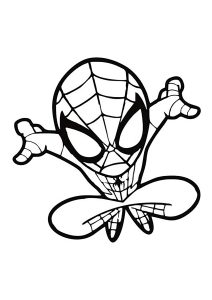 Spider-Mans Sprung (Chibi) (Ausmalbild)