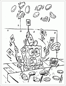 Bob brät Steaks (Ausmalbild von SpongeBob Schwammkopf)