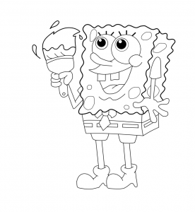 Bob malt. (Ausmalbild von SpongeBob Schwammkopf)