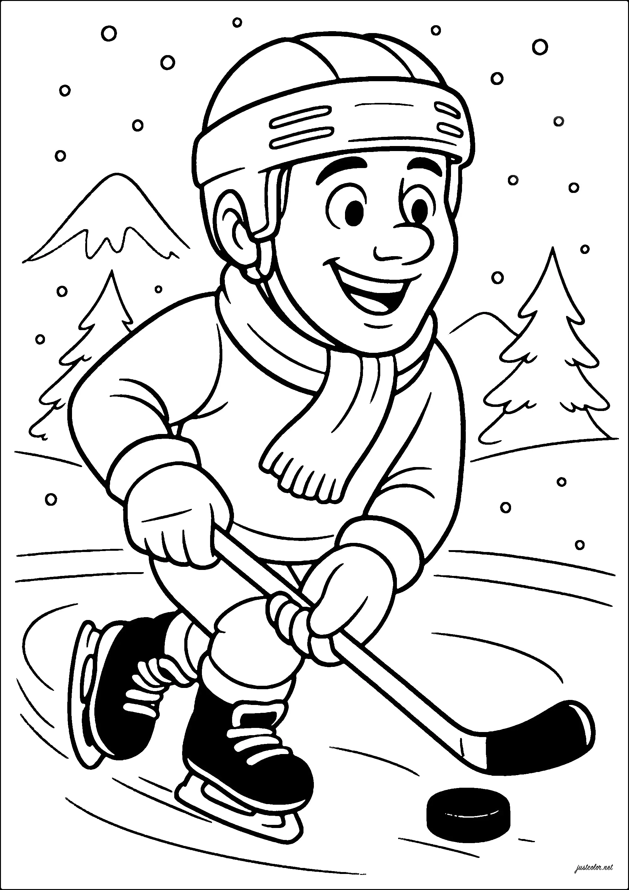 Eishockeyspieler (Ausmalbild von Sport zum Ausdrucken und Ausmalen für Kinder)