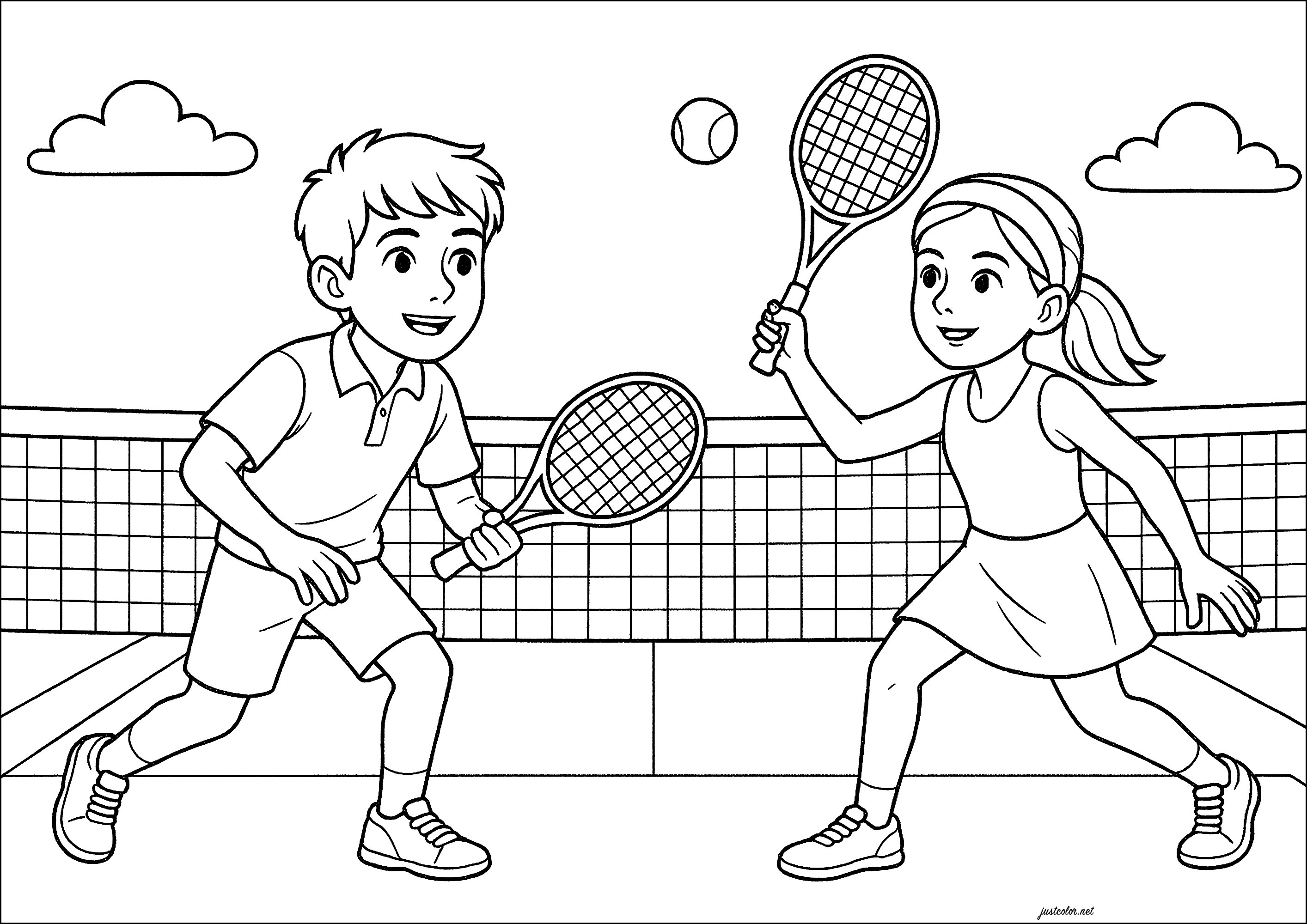 Tennis (Ausmalbild von Sport zum Ausdrucken und Ausmalen für Kinder)