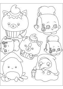 Squishmallow Zeichnungen mit feinen Linien (Ausmalbild)
