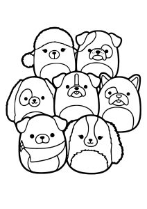 Squishmallow: Sieben kleine Käfer zum Ausmalen