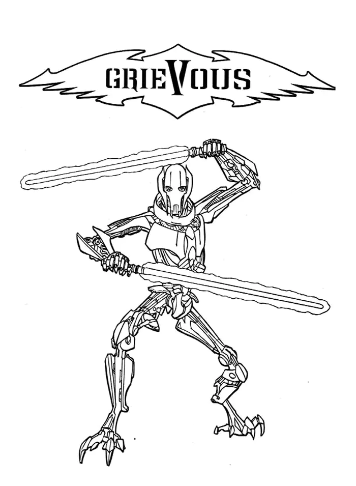 General Grevious (Ausmalbild von Star Wars zum Ausdrucken und Ausmalen für Kinder)