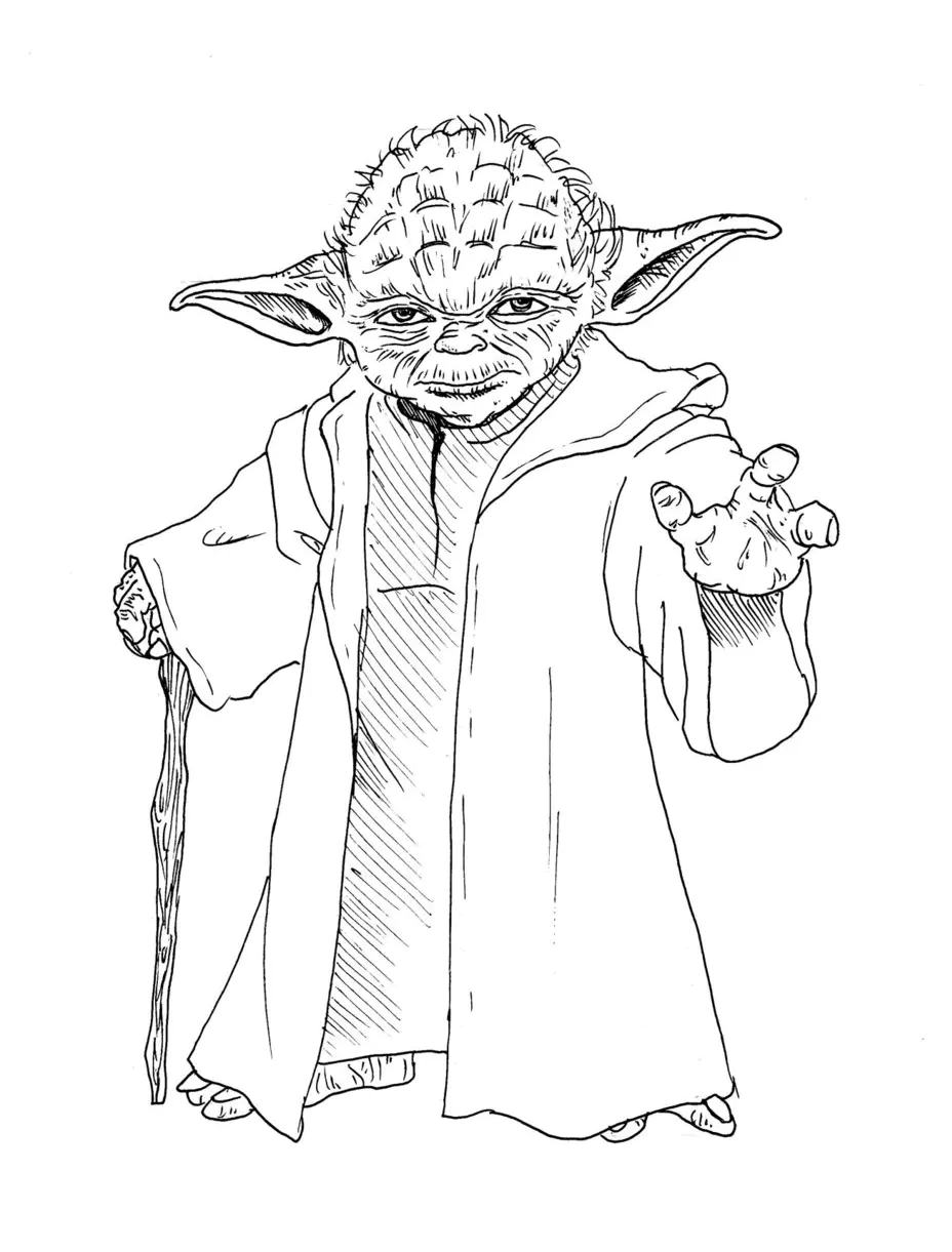 Yoda (Ausmalbild von Star Wars zum Ausdrucken und Ausmalen für Kinder)