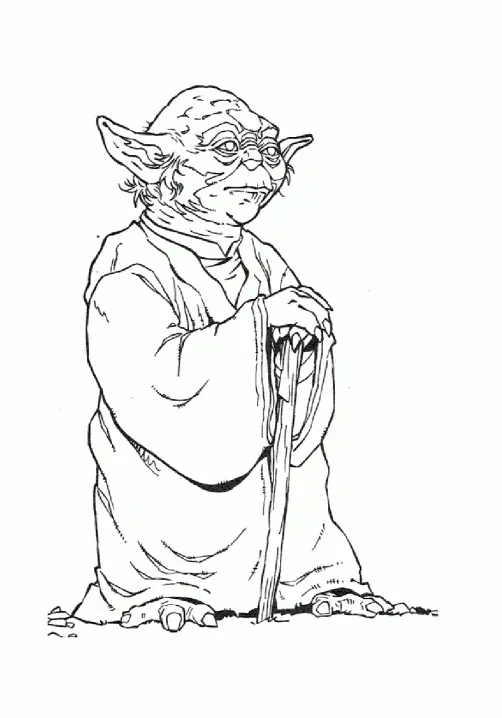 Yoda (Ausmalbild von Star Wars zum Ausdrucken und Ausmalen für Kinder)