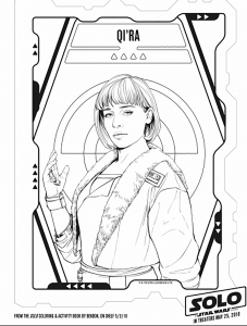 Star Wars: Qi'Ra übersetzt ins Deutsche wäre Star Wars: Qi'Ra. Es gibt keine lokale Übersetzung für diesen spezifischen Titel, da es sich um einen Namen handelt. (Ausmalbild)