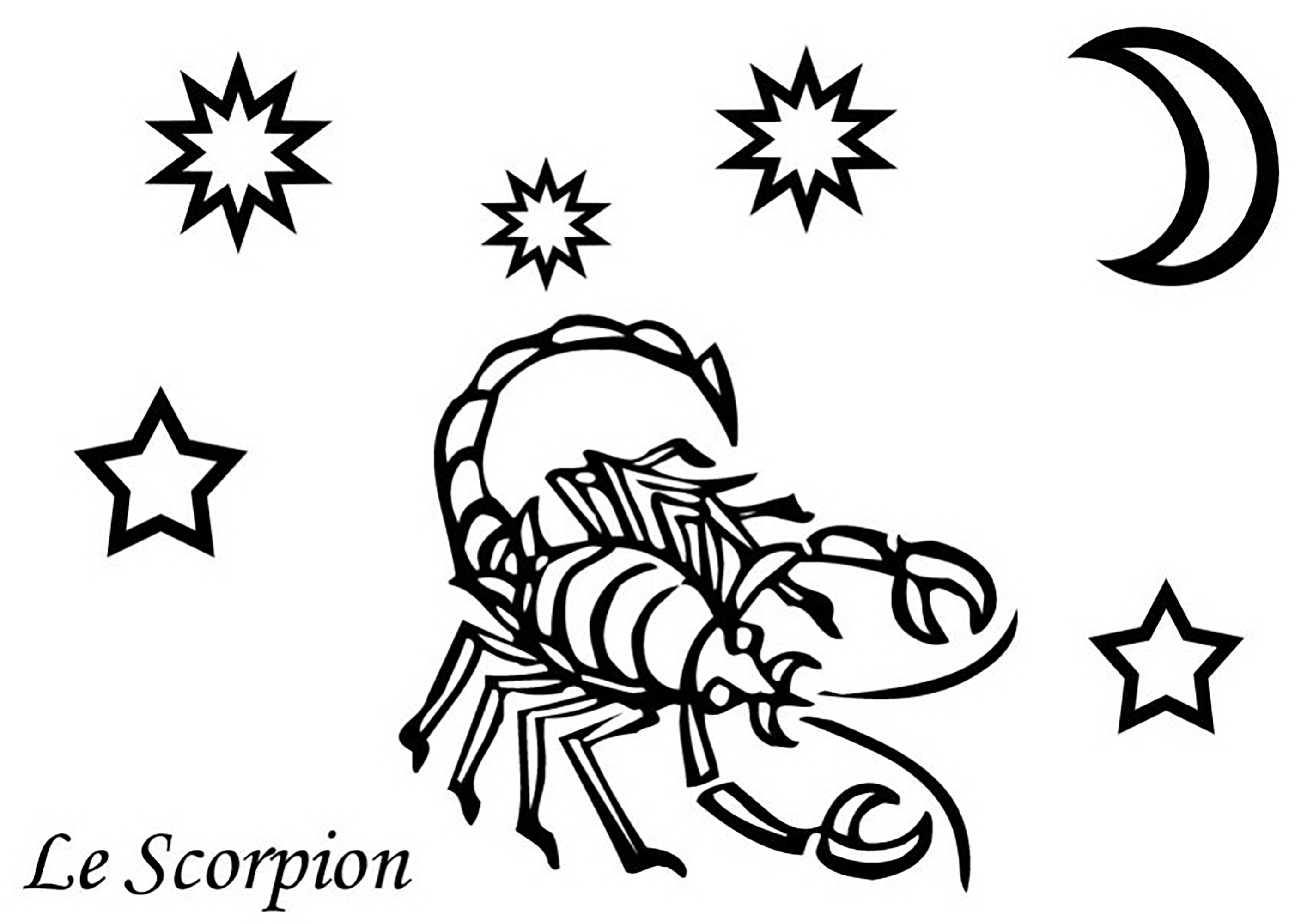 Zeichen des Skorpions (Ausmalbild von Sternzeichen zum Ausdrucken und Ausmalen für Kinder)