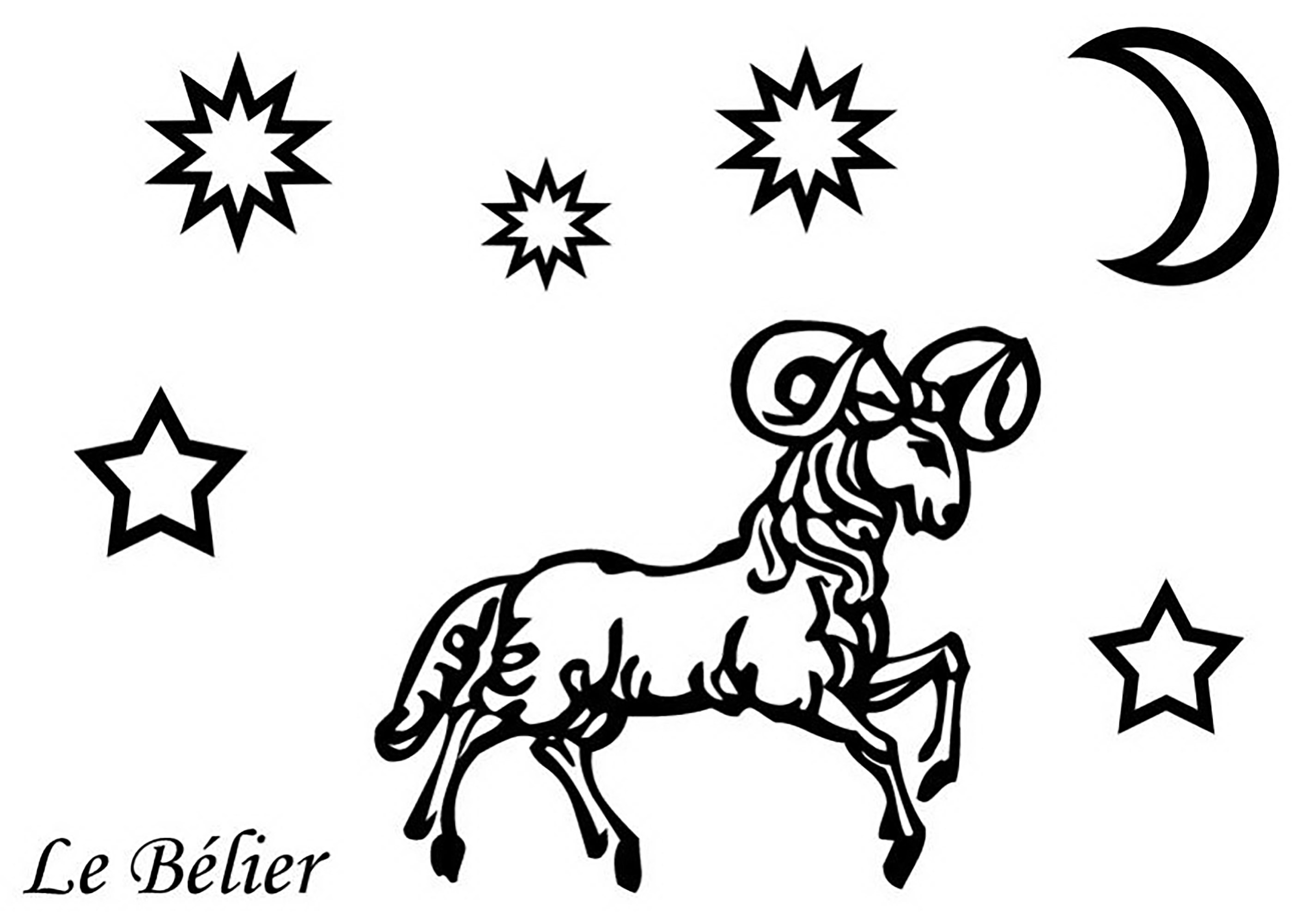 Zeichen des Widders (Ausmalbild von Sternzeichen zum Ausdrucken und Ausmalen für Kinder)