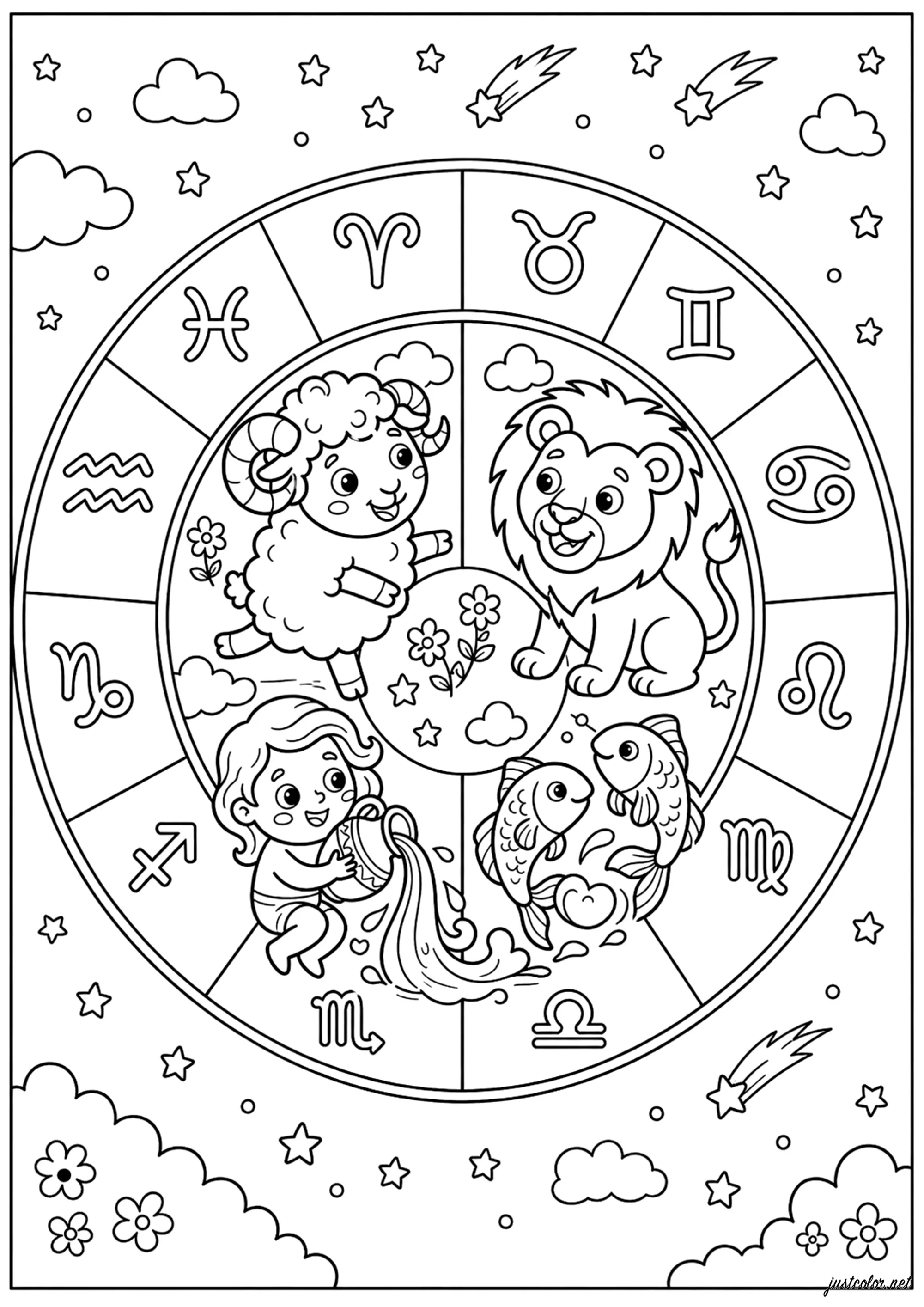 Ausmalbilder von sternzeichen zum Herunterladen (Ausmalbild zum Ausdrucken und Ausmalen für Kinder)