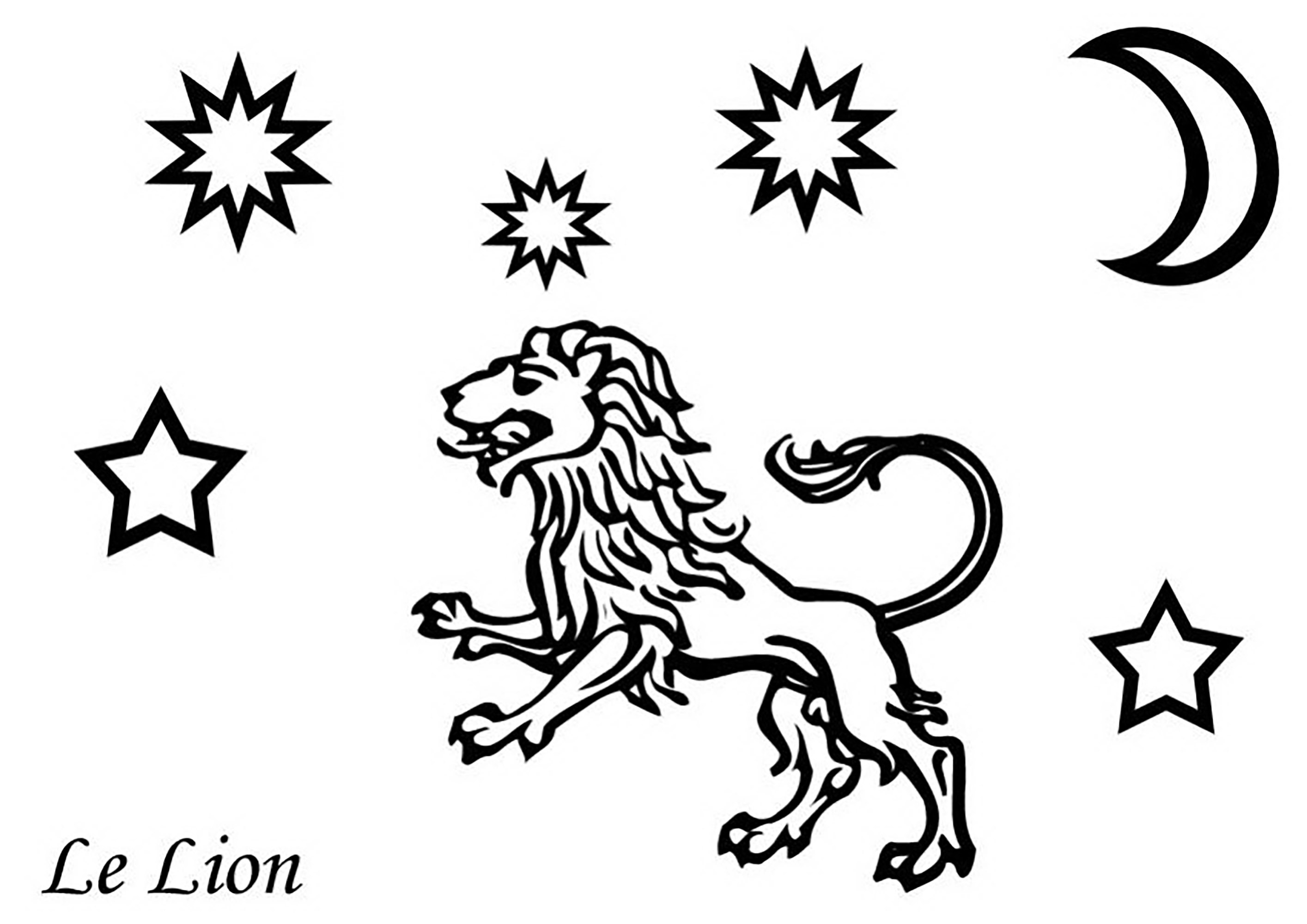 Löwezeichen (Ausmalbild von Sternzeichen zum Ausdrucken und Ausmalen für Kinder)