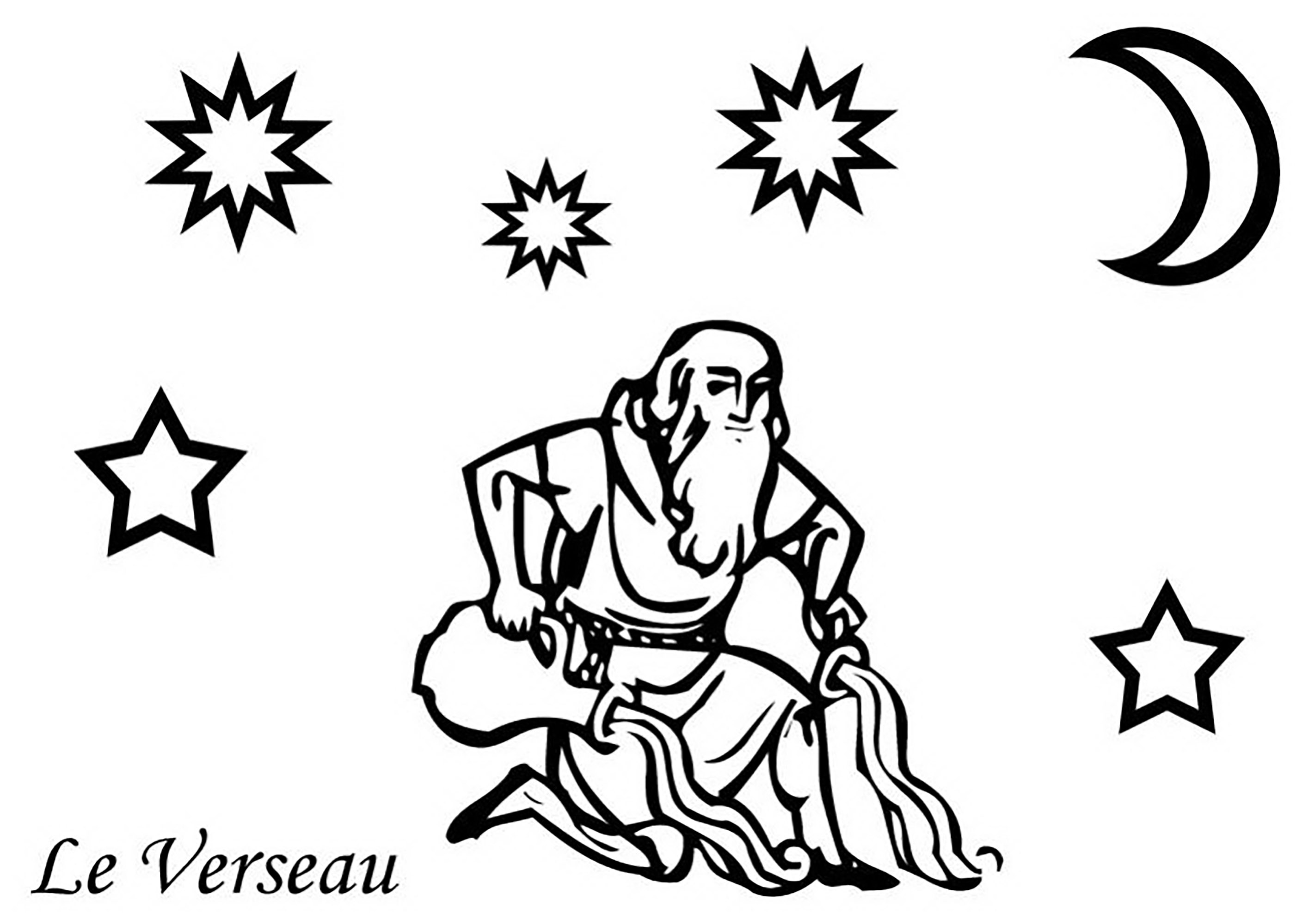 Zeichen des Wassermanns (Ausmalbild von Sternzeichen zum Ausdrucken und Ausmalen für Kinder)