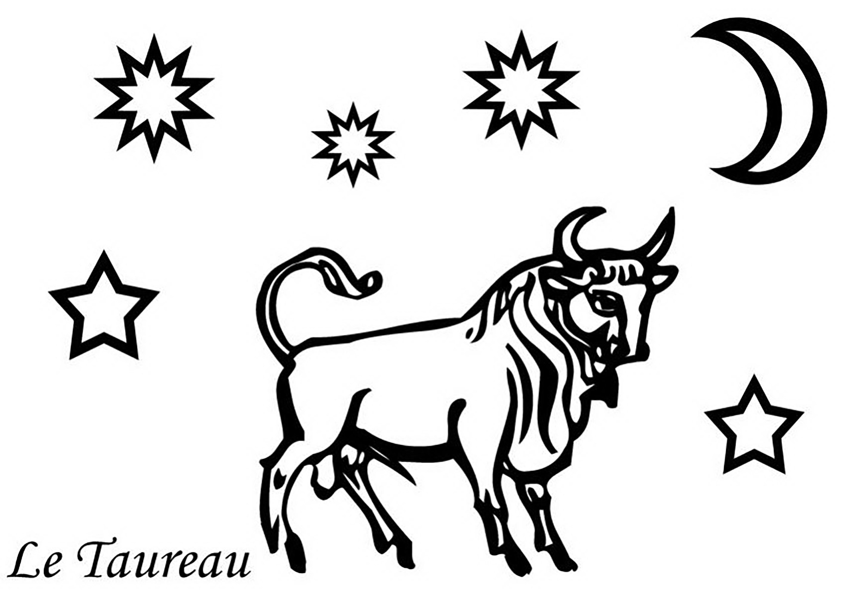Stierzeichen (Ausmalbild von Sternzeichen zum Ausdrucken und Ausmalen für Kinder)