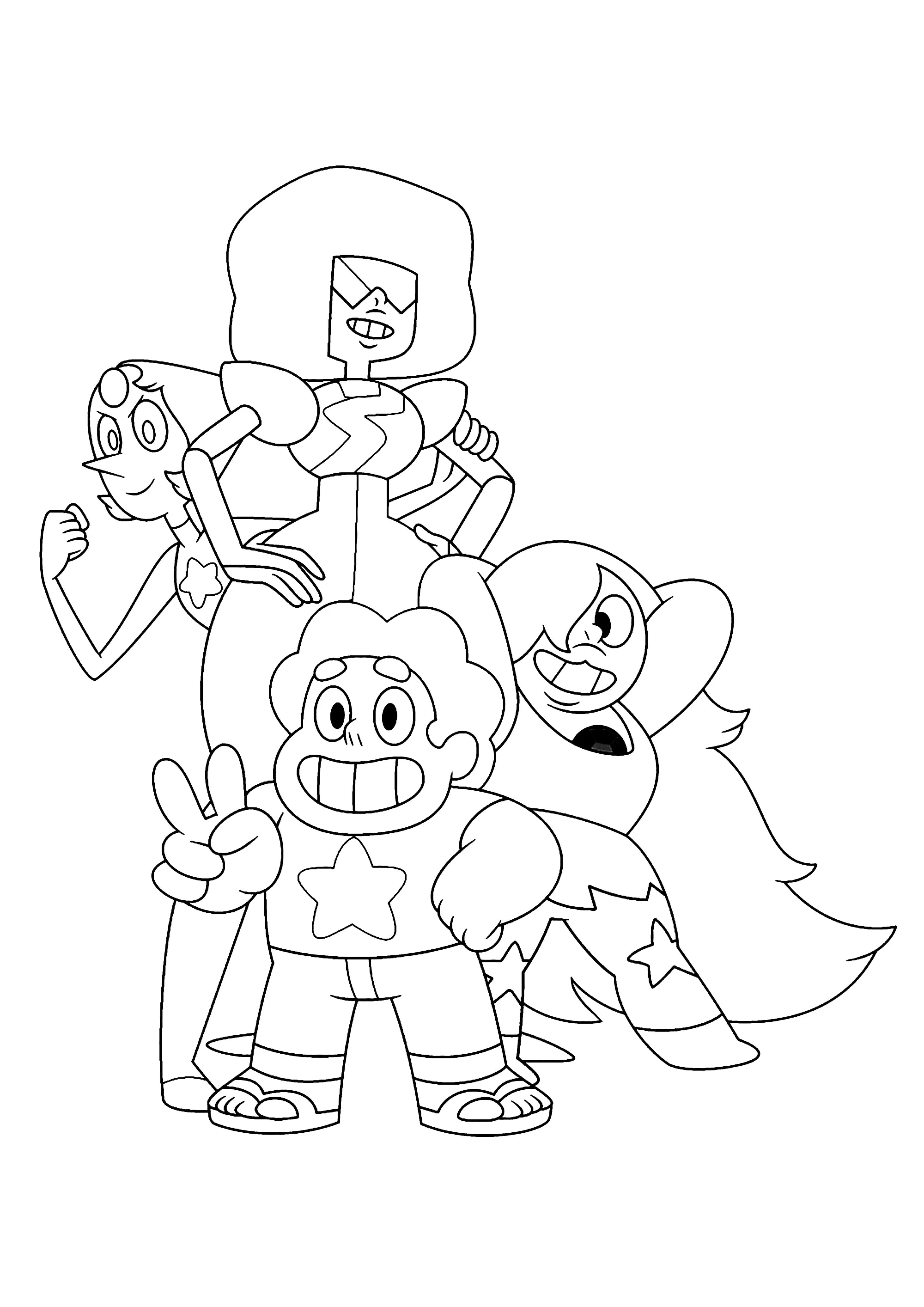 Die Helden von Steven Universe (Ausmalbild zum Ausdrucken und Ausmalen für Kinder)