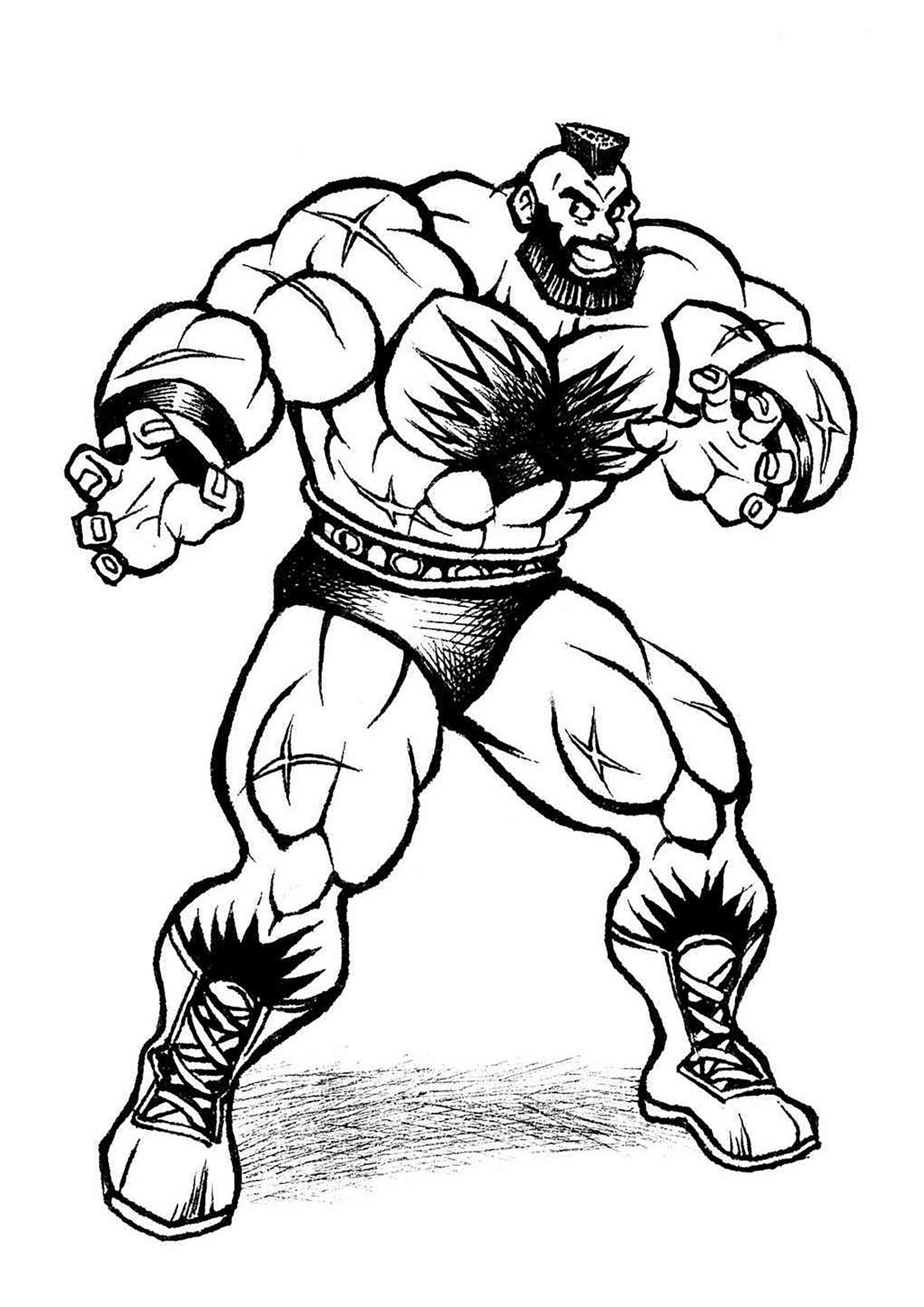 Zanglief der russische Wrestler (Ausmalbild von Street Fighter zum Ausdrucken und Ausmalen für Kinder)