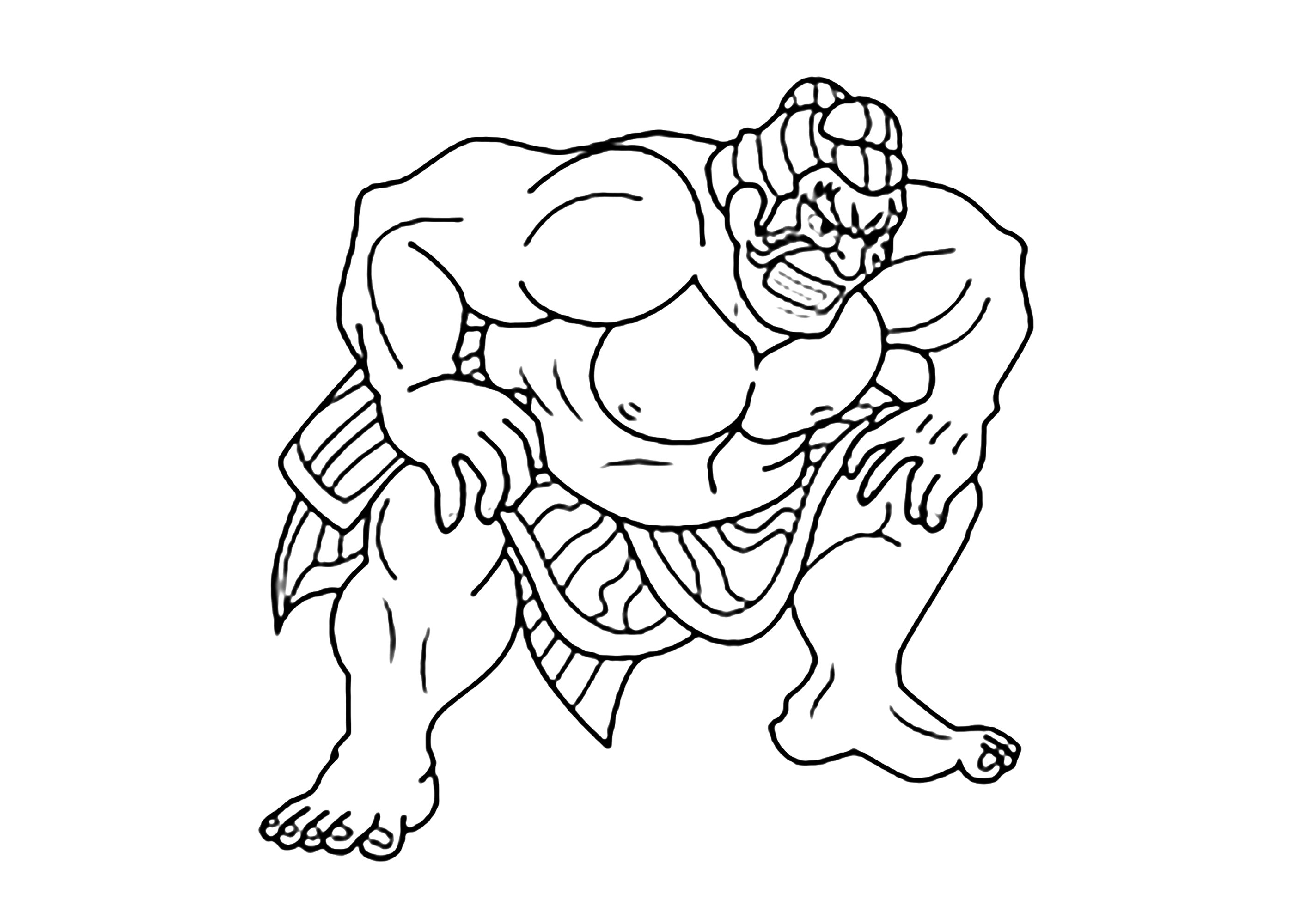 Honda das japanische Sumo (Ausmalbild von Street Fighter zum Ausdrucken und Ausmalen für Kinder)