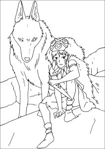 Prinzessin Mononoke (Ausmalbild von Studio Ghibli)