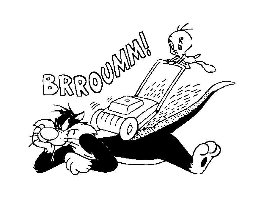 Bild von Sylvester und Tweety zum Ausdrucken und Ausmalen
