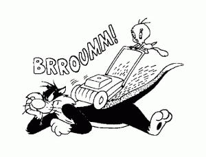 Bild von Sylvester und Tweety zum Ausdrucken und Ausmalen