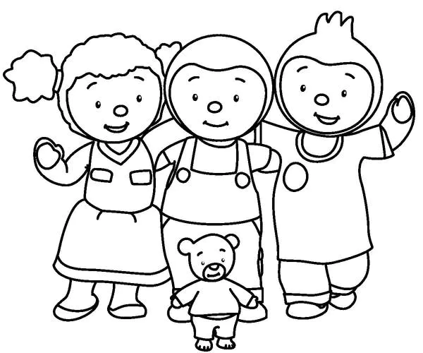 T'choupi und seine Freunde (Ausmalbild von Tchoupi zum Ausdrucken und Ausmalen für Kinder)