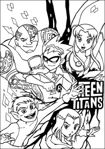 Figuren aus Teen Titans vereint. (Ausmalbild)
