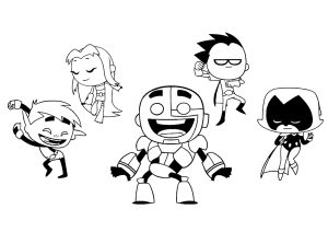 Teen Titans: Kleine Charaktere (Ausmalbild)