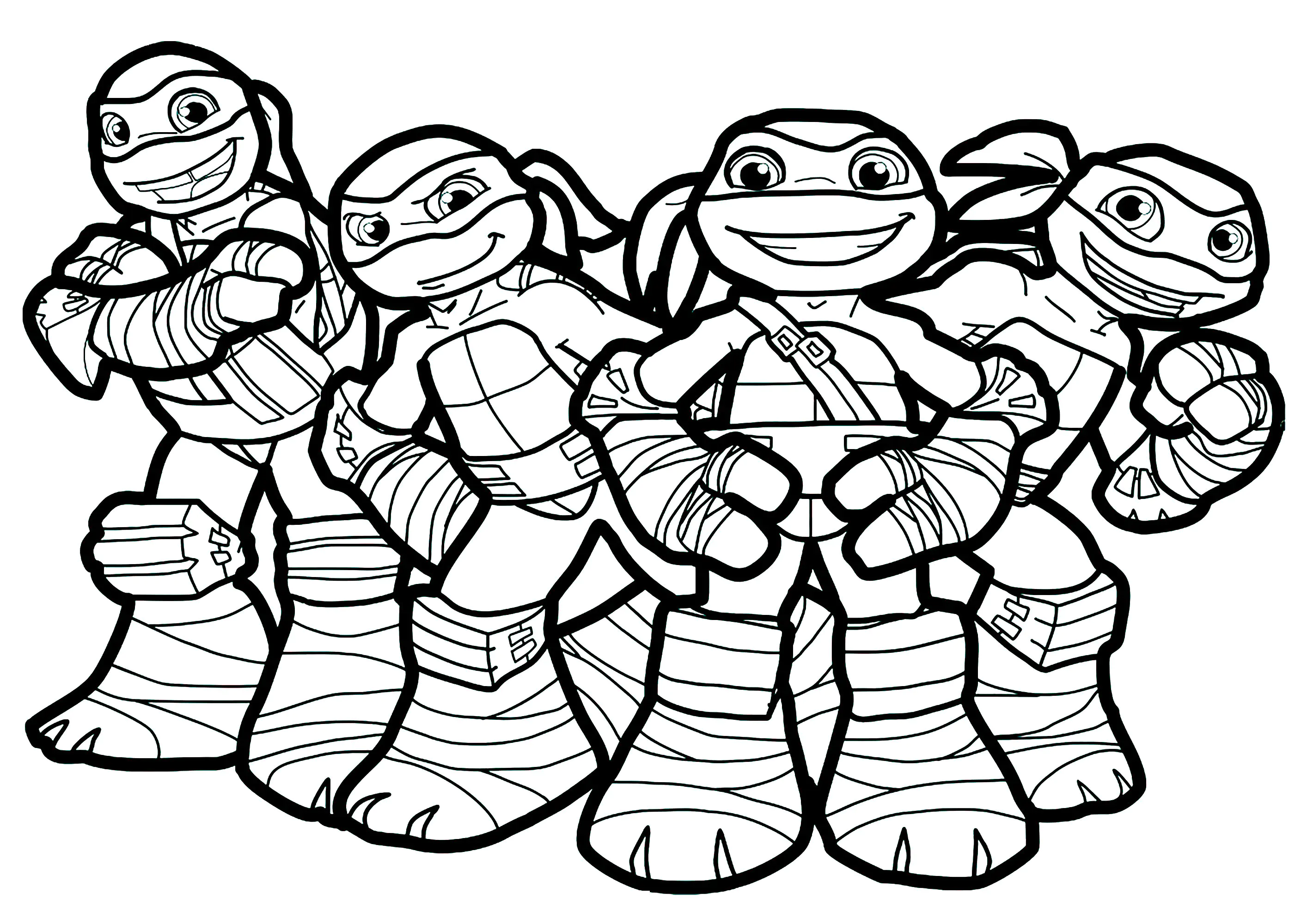 Kawaii-Stil Ninka Schildkröten (Ausmalbild von Teenage Mutant Ninja Turtles zum Ausdrucken und Ausmalen für Kinder)