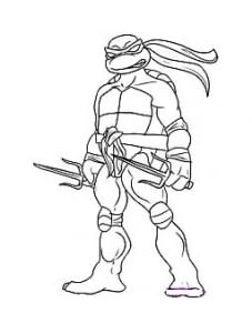 Raphaelo ist seine scharfen Waffen (Ausmalbild von Teenage Mutant Ninja Turtles)
