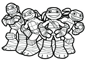 Kawaii-Stil Ninka Schildkröten (Ausmalbild von Teenage Mutant Ninja Turtles)