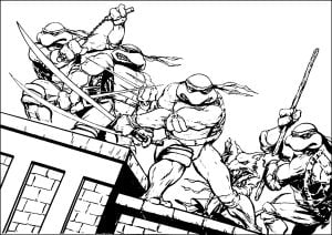 Die Turtles mit Splinter (Ausmalbild von Teenage Mutant Ninja Turtles)