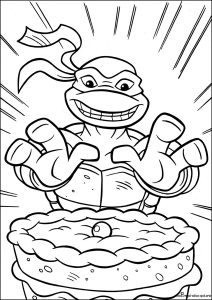 Ein Kuchen für eine Schildkröte. (Ausmalbild von Teenage Mutant Ninja Turtles)