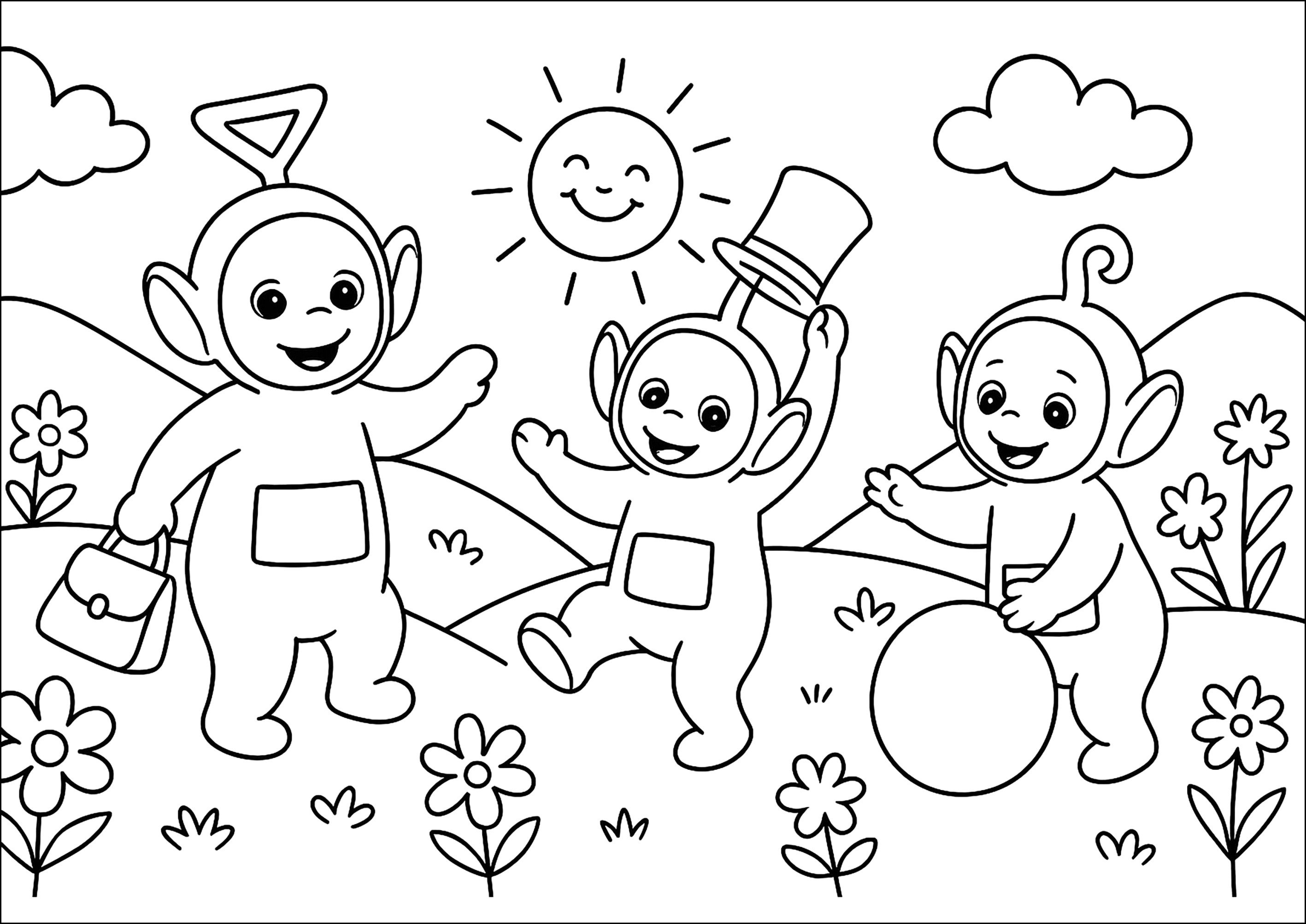 Kostenlose Ausmalbilder von teletubbies für Kinder (Ausmalbild zum Ausdrucken und Ausmalen für Kinder)