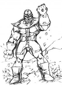 Thanos und sein mit den sechs Juwelen verzierter Handschuh (Ausmalbild)