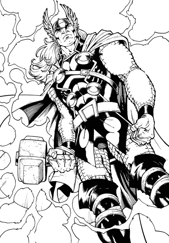 Thor wütend (Ausmalbild zum Ausdrucken und Ausmalen für Kinder)