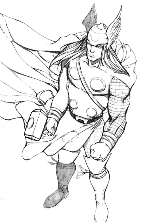 Thor der Gott des Donners (Ausmalbild zum Ausdrucken und Ausmalen für Kinder)