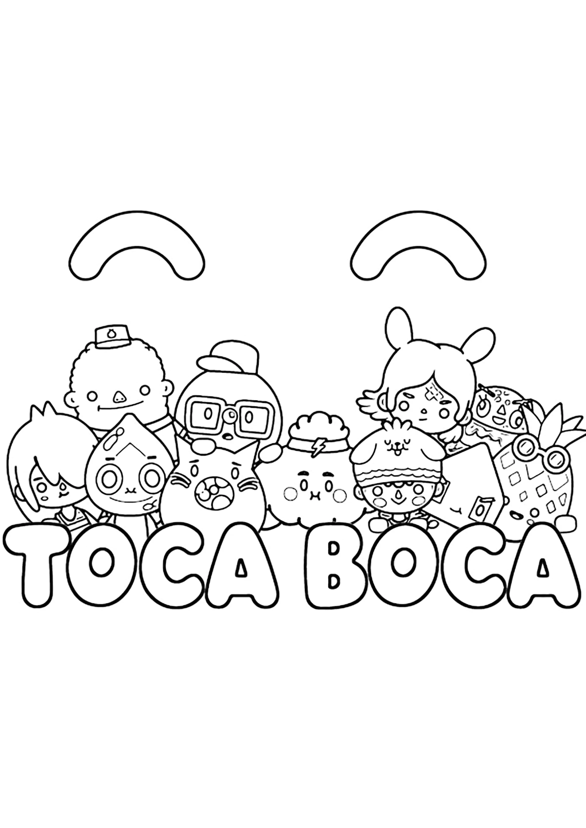 TOCA BOCA Charaktere und Logo (Ausmalbild zum Ausdrucken und Ausmalen für Kinder)