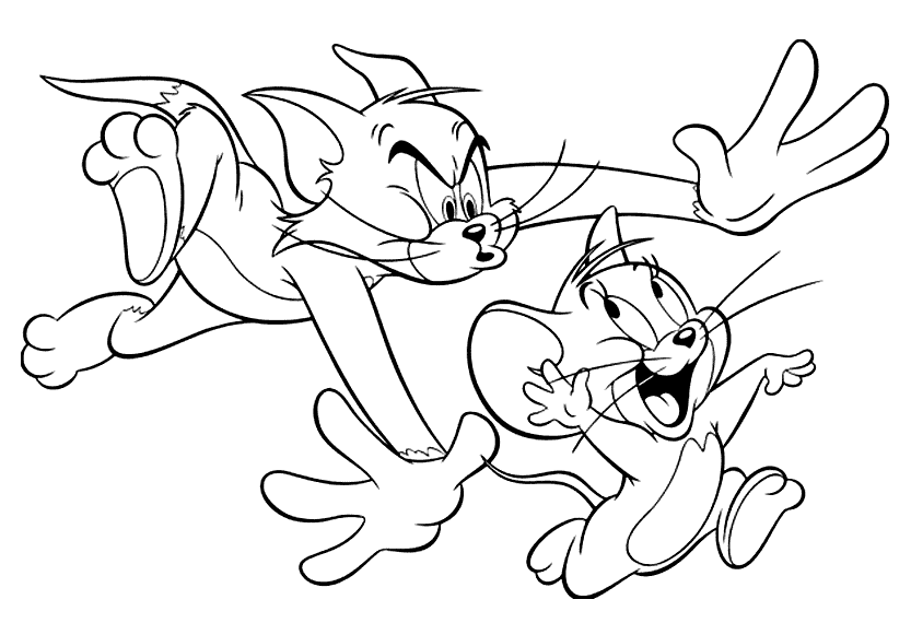 Tom und Jerry Coloriage zum Ausdrucken für Kinder (Ausmalbild zum Ausdrucken und Ausmalen für Kinder)