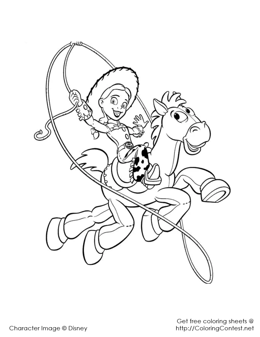 Jessie zum Ausdrucken und Ausmalen. (Toy Story)