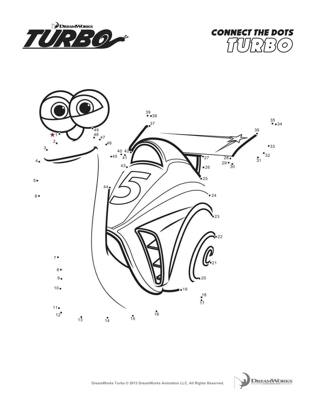 Ausmalbilder von Turbo zum Ausmalen für Kinder
