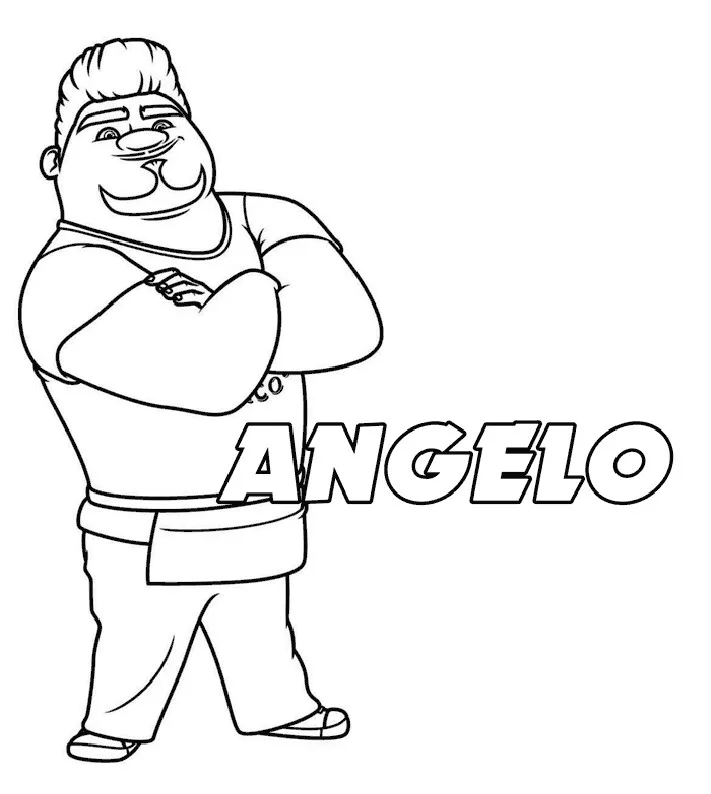 Angelo der Tacos-Händler (Ausmalbild von Turbo zum Ausdrucken und Ausmalen für Kinder)