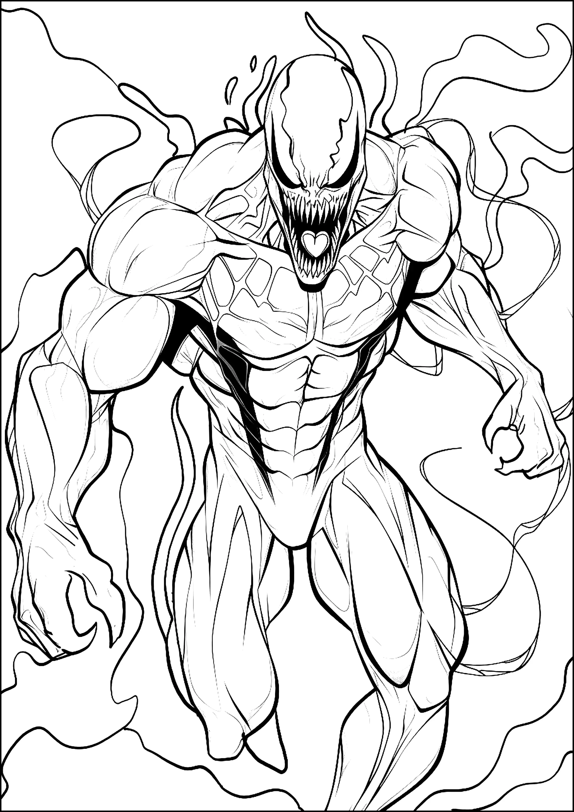 Der furchterregende Venom (Ausmalbild zum Ausdrucken und Ausmalen für Kinder)