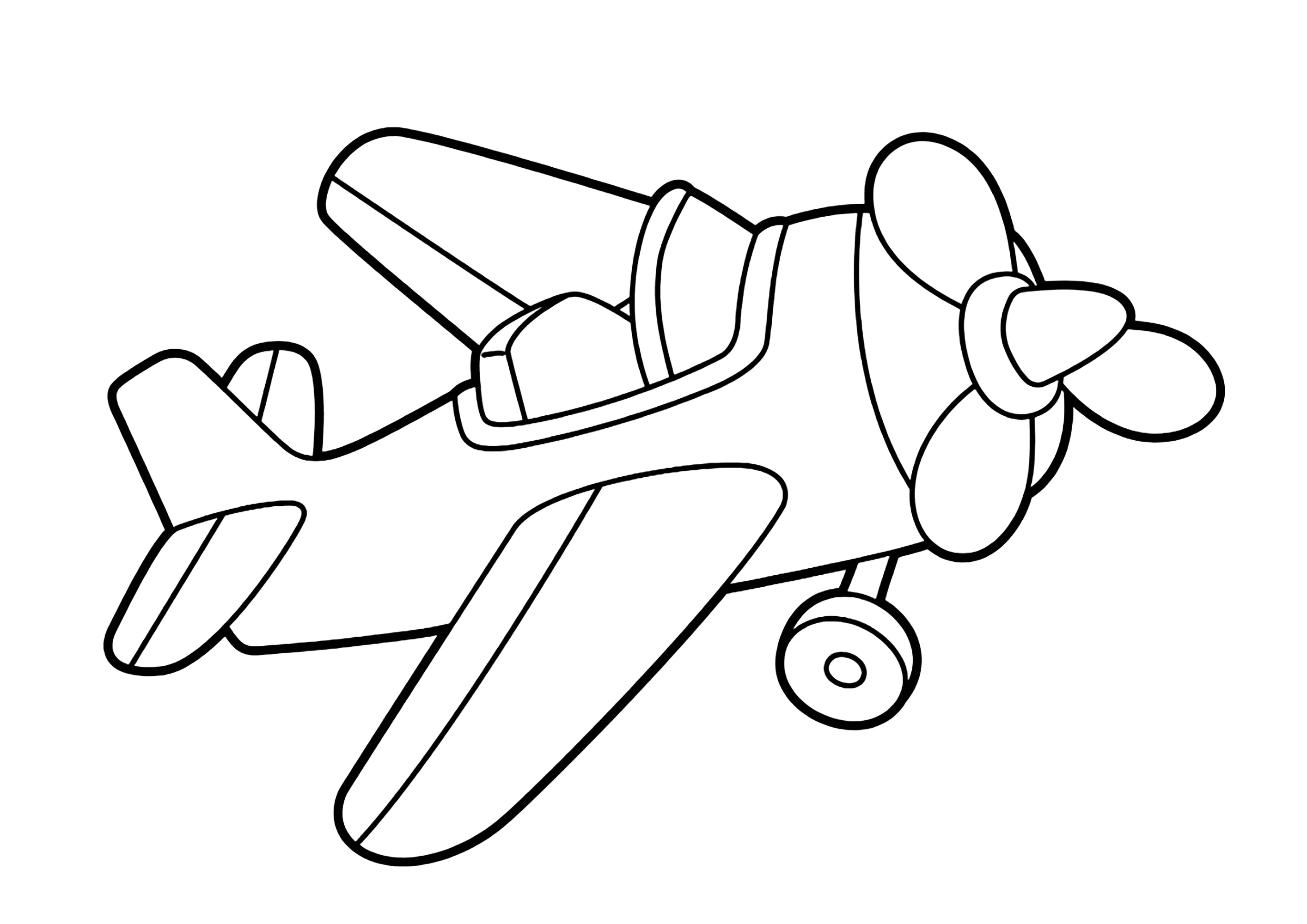 Kleines Einzelplatzflugzeug (Ausmalbild von Verkehrsmittel zum Ausdrucken und Ausmalen für Kinder)