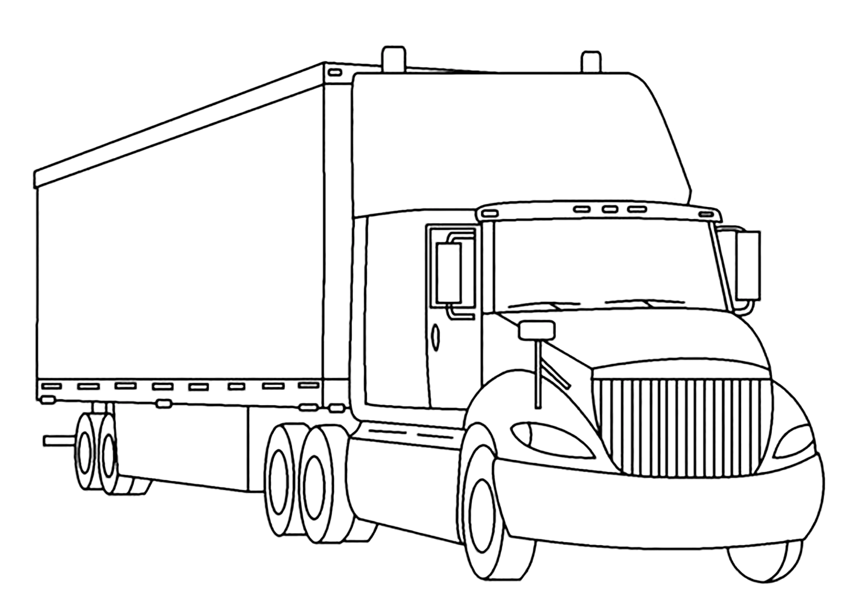 Großer Transport-LKW (Ausmalbild von Verkehrsmittel zum Ausdrucken und Ausmalen für Kinder)